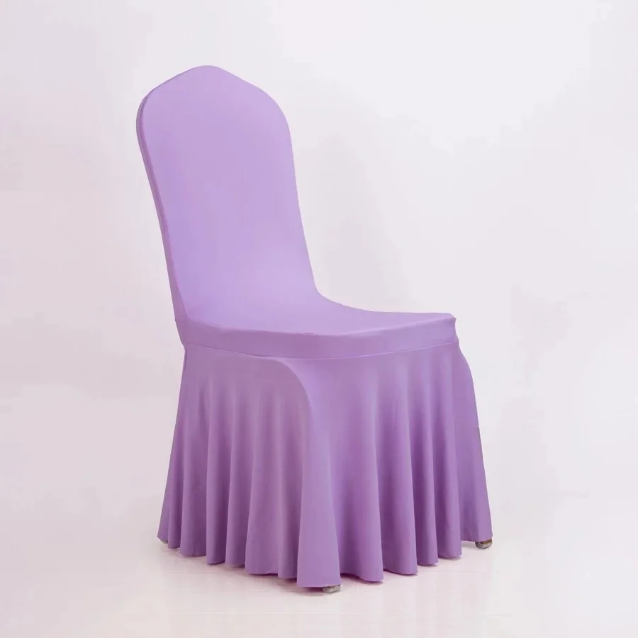 White Hotel Restaurant Wedding Pleated Chair Cover Lycra Chair Cover For Banquet Cheap Spandex Chair Cover 300gsm Heavy Fabric