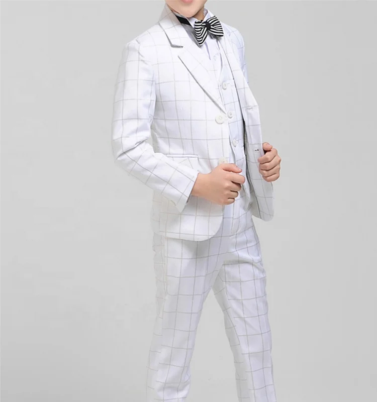 New design wedding party wear TR fabric white color boy blazer suit