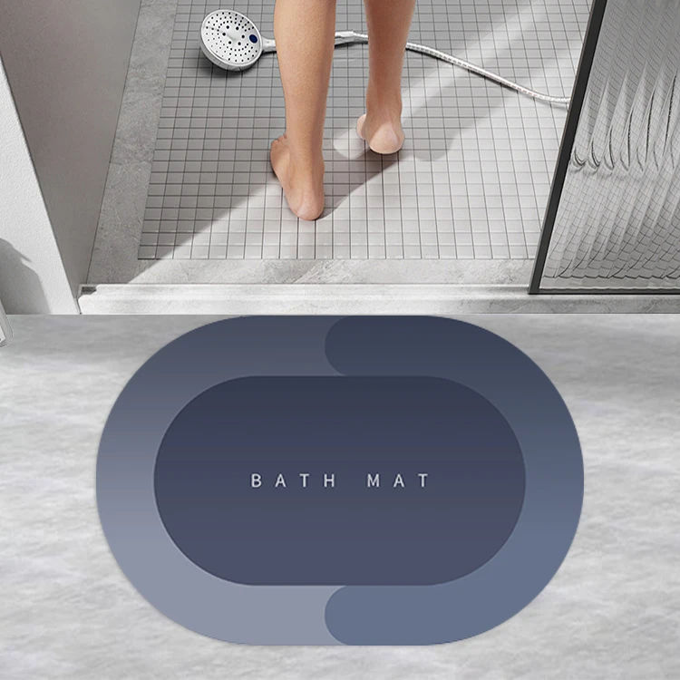 Wholesale Quick-Drying Non-Slip PVC Bathroom Rug Soft Diatomite Bath Mat with Printed Pattern Absorbent Entrance Doormat