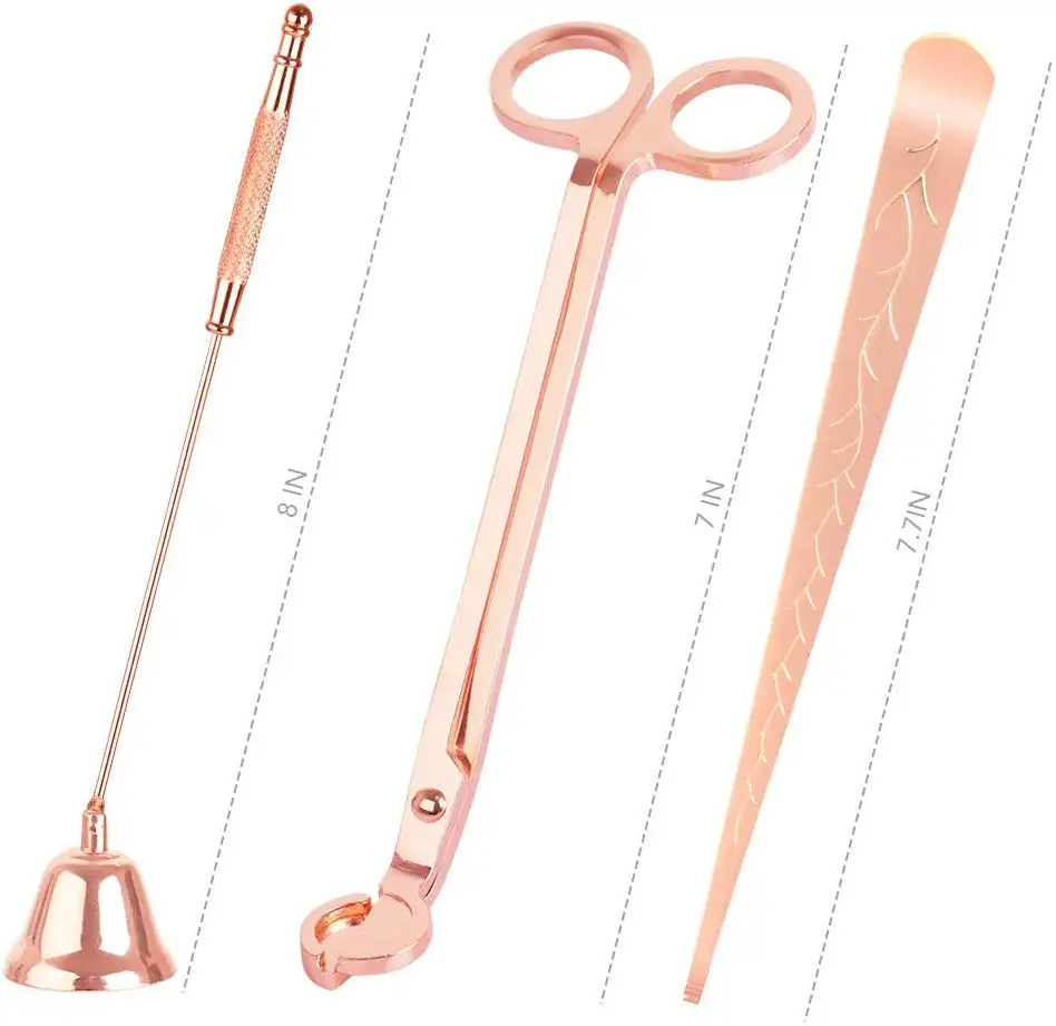 High quality 4pcs wick trimmer stainless steal wick trimmer rose gold wick dipper brass candle snuffer for Bar restaurant
