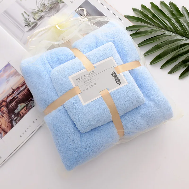 High quality bath towel set gift thick coral fleece deluxe luxury  soft absorbent face towel bath set