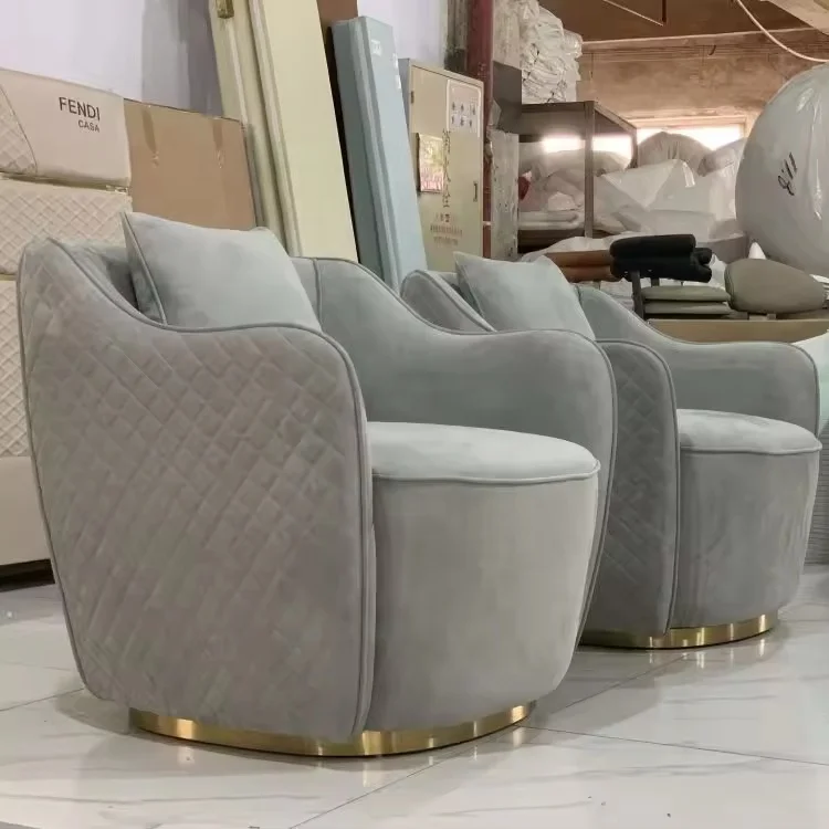 Home Chair Gold Luxury Cheap Nordic Modern Metal Fabric Sofa Sets Velvet Wing Waiting Lounge Accent Furniture Living Room Chairs