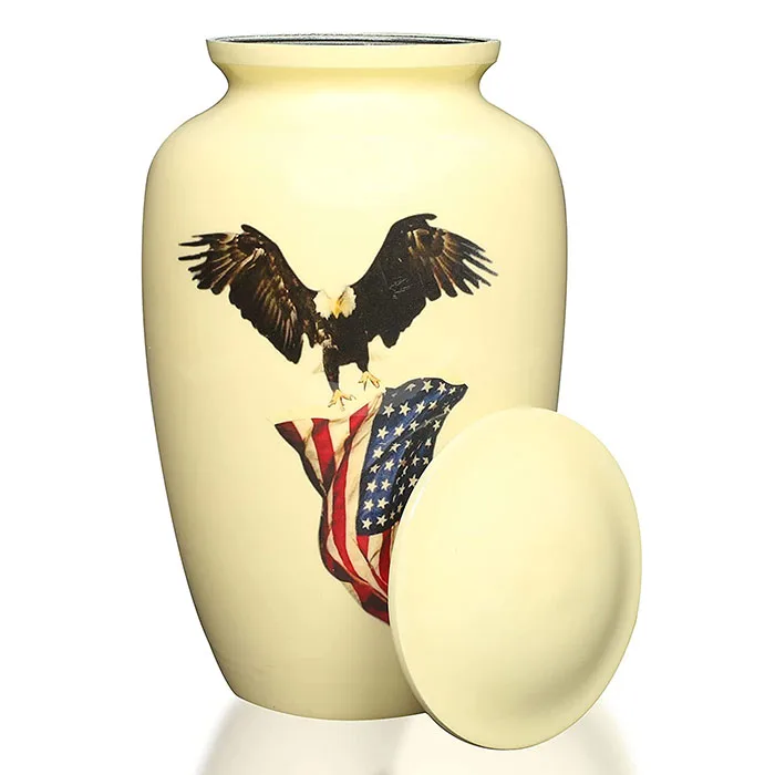 Ceramic Urns for Human Ashes with American Eagle Flag,Decorative Urns