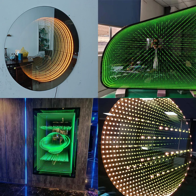 Remote control magic mirror neon layer mirror 3d led creative home aesthetic infinity mirror Sound sensor tunnel light
