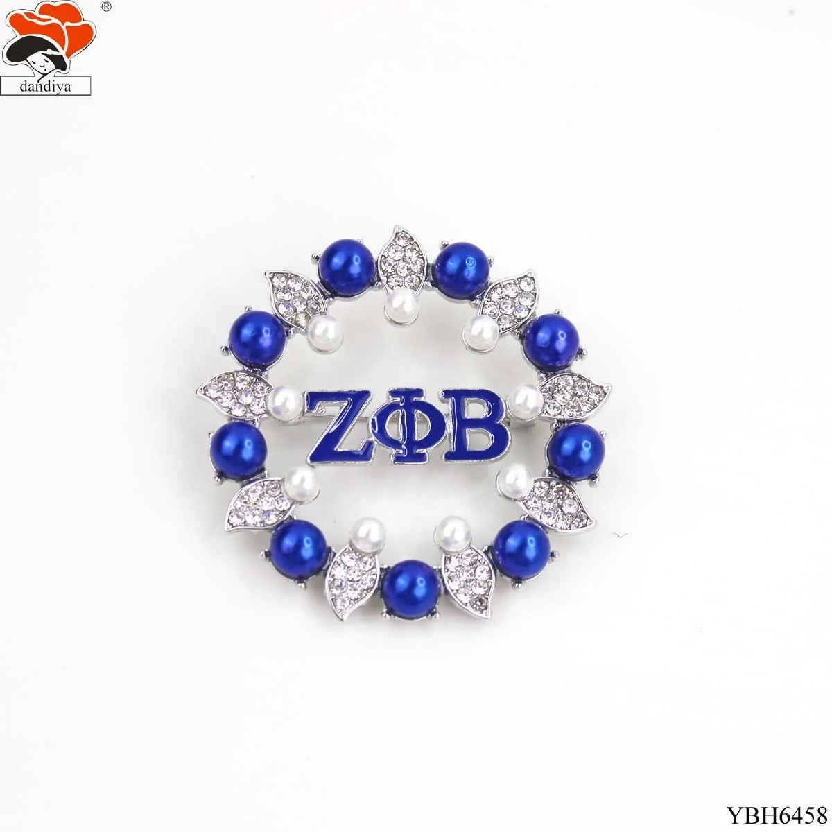 Zeta Phi Beta Blue Enamel PEARL brooch Greek Sorority Fraternity pin custom greek letter