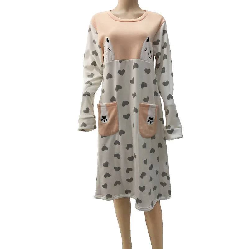 Arab Muslim Women Home Clothing Winter Medium Velvet Nightgown Casual Home Wear Night Dress