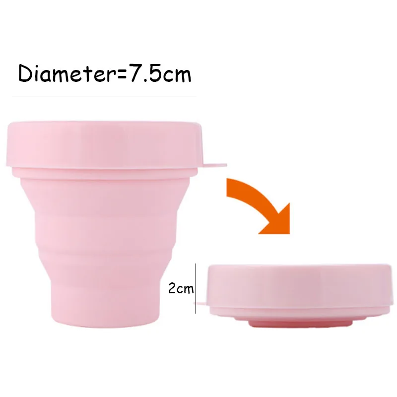 Collapsible Cup Compact Silicone Reusable Food Grade Folding Mug With Lids Expandable Retractable Drinking Silicone Cup