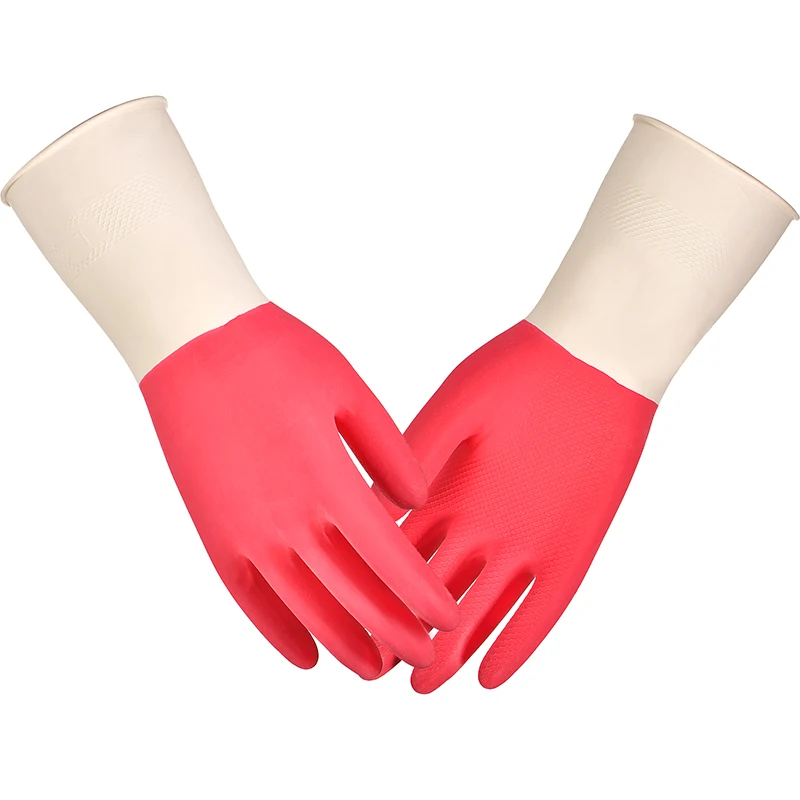 50G Bi color cheap household latex gloves double color latex gloves