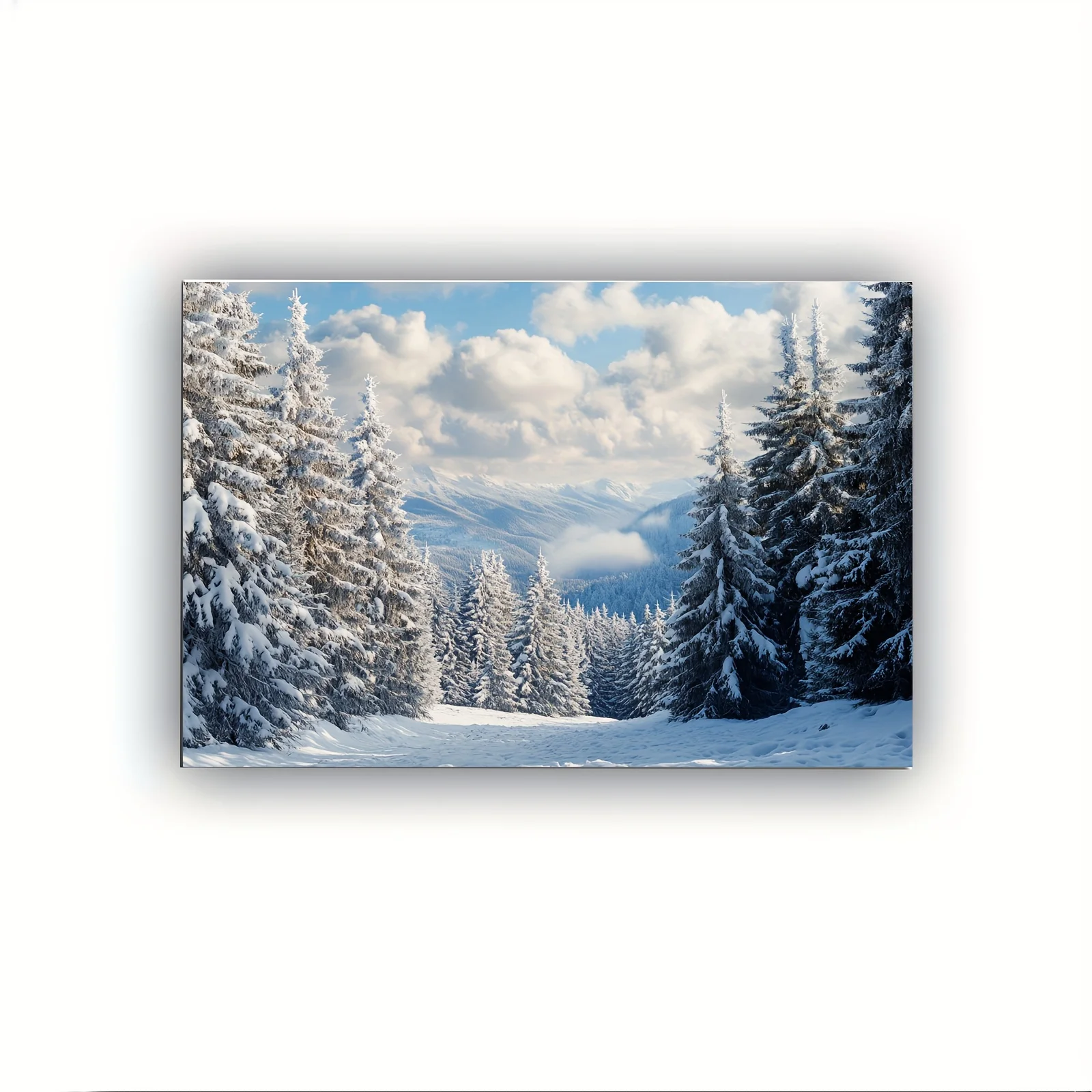 Snow scene cold forest poster wooden frame art canvas HD poster printing mural for home room living room bedroom