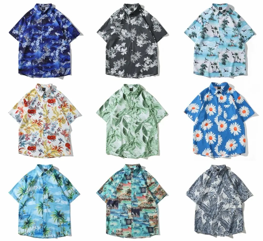Custom  rayon sublimation hawaiian tribal  floral men T shirt