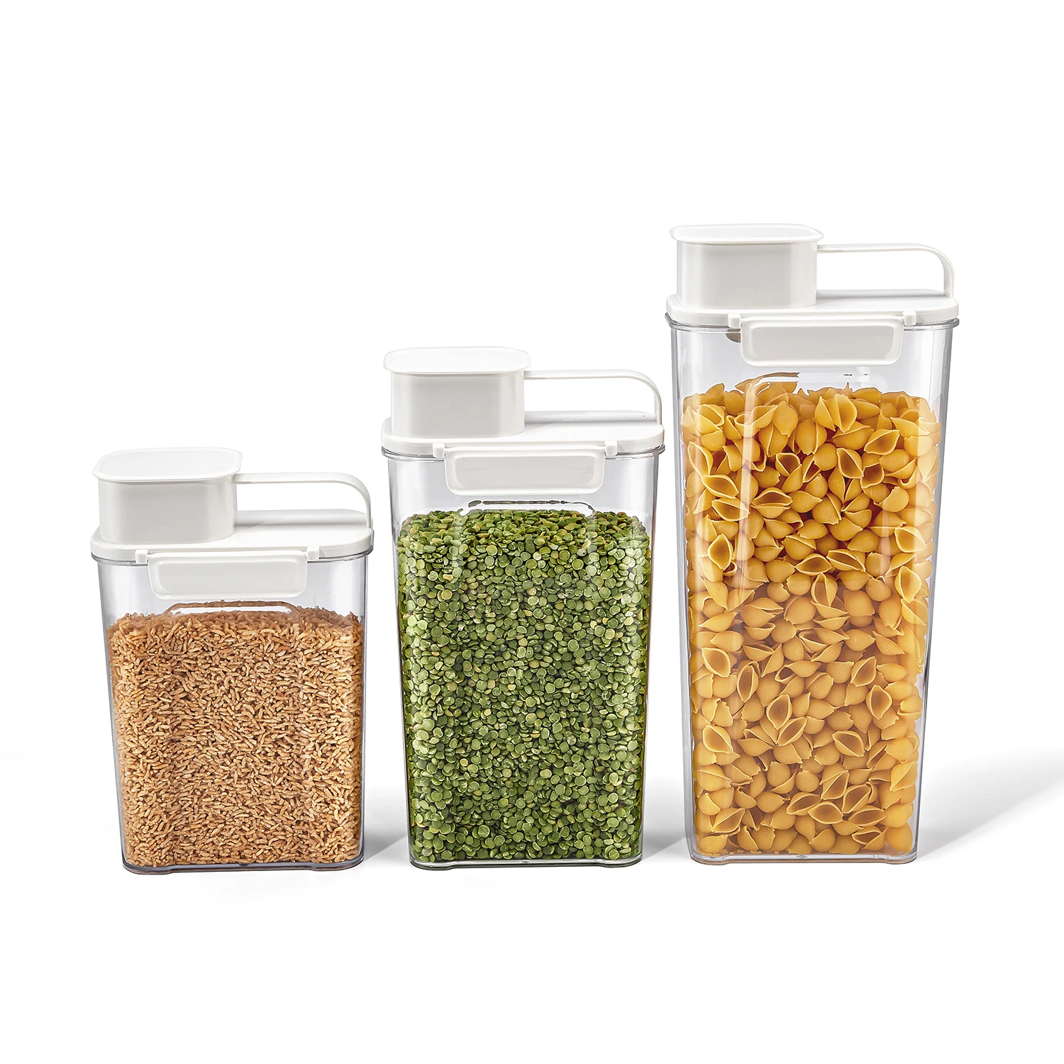 Multi-capacity Plastic Food Storage Box Kitchen Refrigerator Containers Transparent Sealed Cans with measuring cup lid