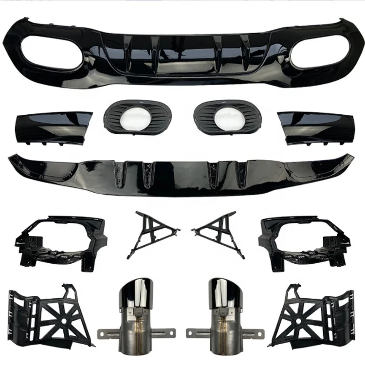 For Mercedes W177 A Class A45 AMG Style Rear Diffuser+Exhaust pipe 2019+