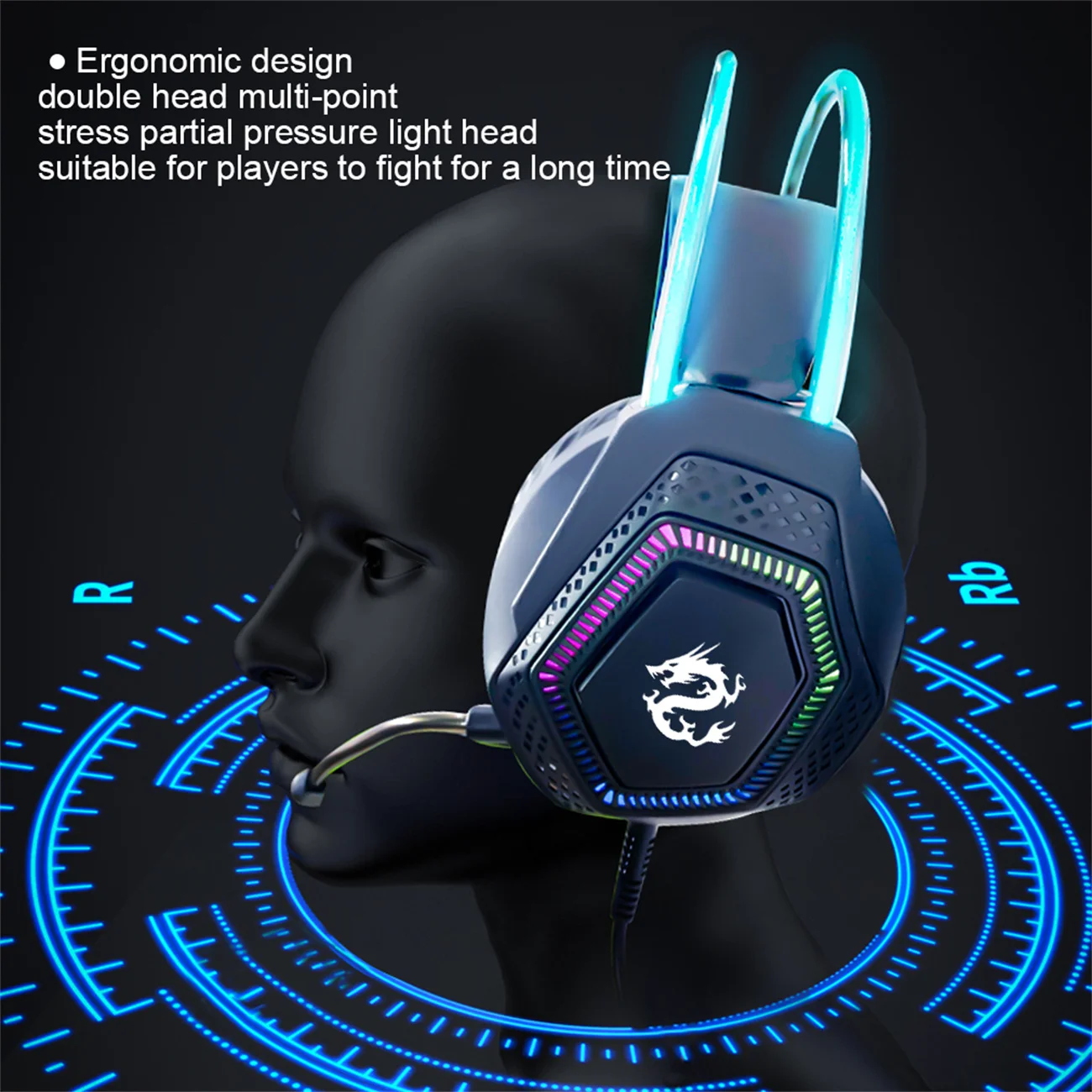 50mm high fidelity neodymium  magnetic  Exclusive Private Model Ergonomic Design RGB Gaming Headset