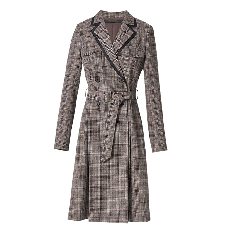 
Intellectual OL Female Autumn Temperament Plaid Slim Professional Mid Knee Length Skirt Dress 