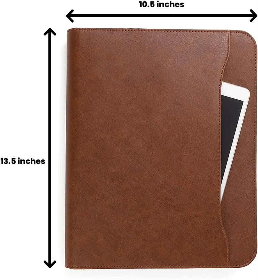 Personalized Executive Leather Business Resume Portfolio Padfolio Notebook Organizer with Zipper