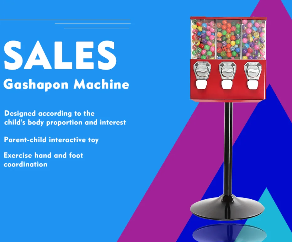 Automatic Square Gift/Candy/Gumball/Capsule Vending Machine/New Business Ideas Triple Head Toy Vending Machine