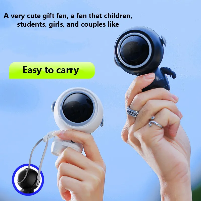 2022 New astronaut small fan hanging neck handheld mini portable usb mini leafless outdoor camping fan