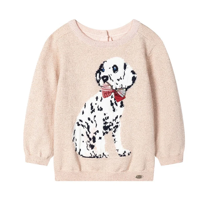 
Gabbyloop Baby crewneck lurex dog pattern intarsia sweater pullover baby clothes 