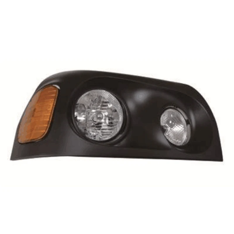 RH Headlight, Halogen w/Turn Light, Black Bezel, 1996-2010, Freightliner Century