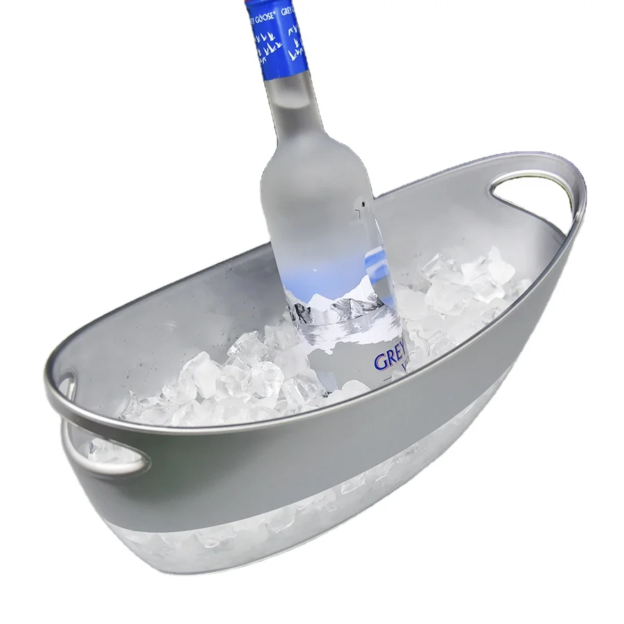 7L oval shape ps plastic white color ice bucket for bar