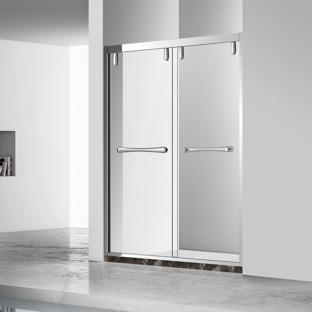 Foshan Factory Simple Modern Stainless Steel Frame Toughened Glass Shower Room Sliding Door