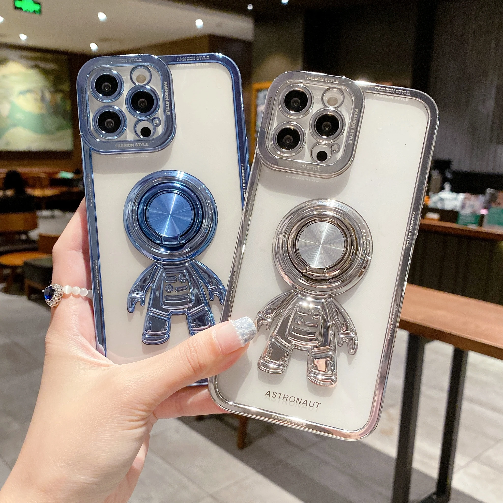 3D Spaceman Phone Case High Quality Electroplate TPU Clear Phone Case Cute Cell Phone Case For iPhone 14 Pro Max