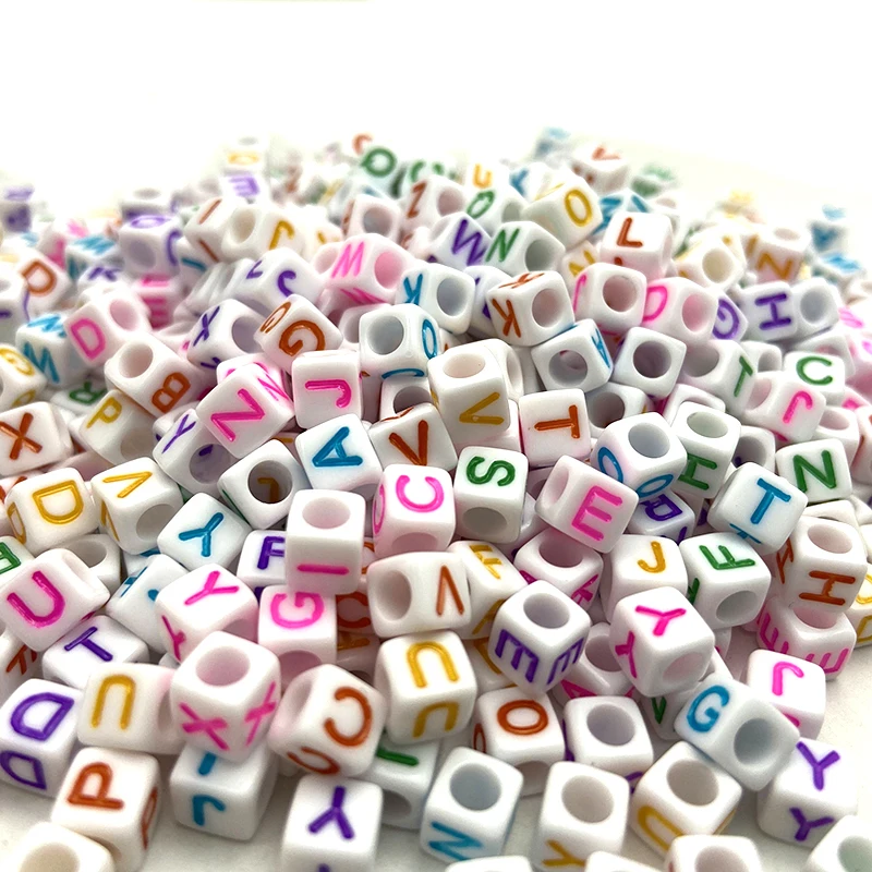 Wholesale Quality 4mm*7mm Vintage Golden Jewelry Colorful Letter Plastic Alphabet Beads
