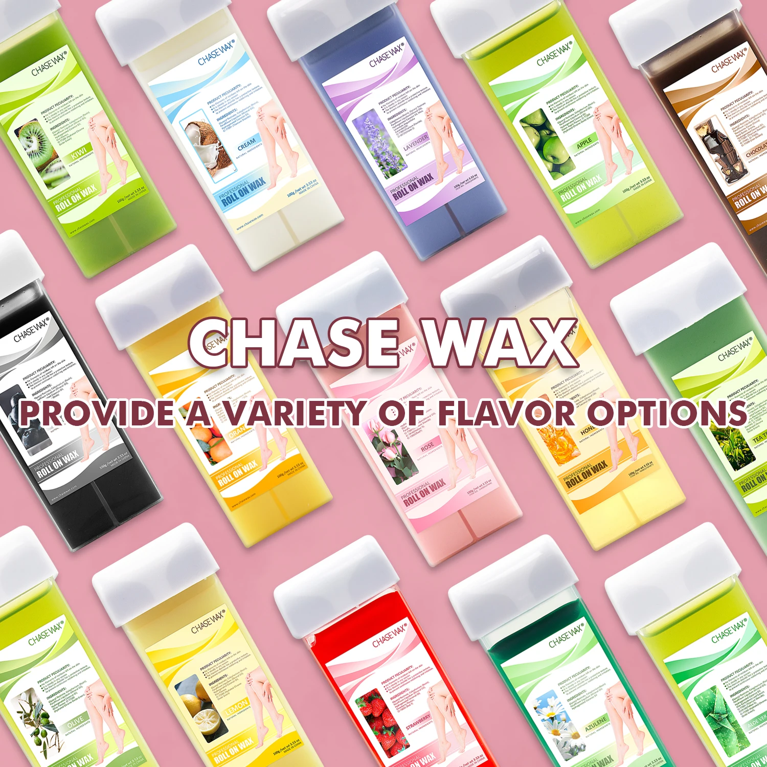 Chase Wax Moisturizing 100g Rose Pink Strips Wax Roll On Cartridge Soft Wax  For Sensitive Skin