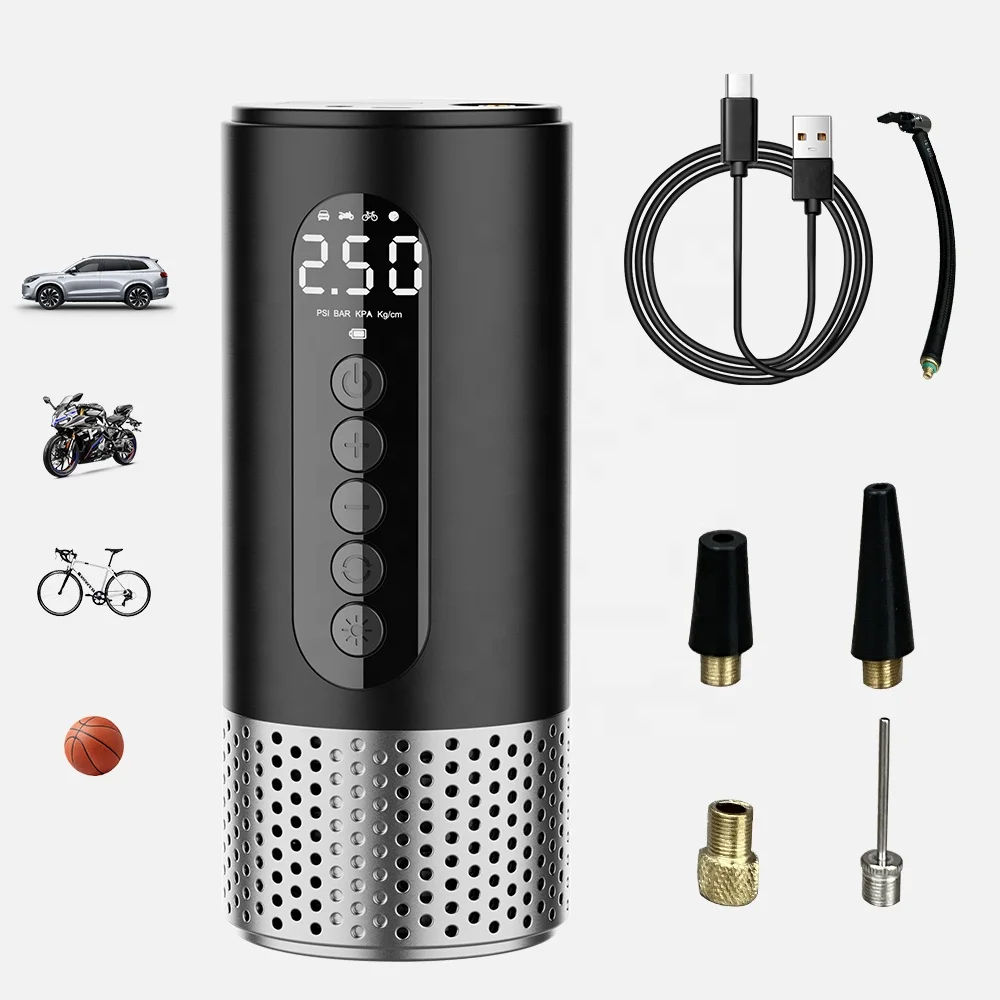 Electric Air Pump Car Air Compressor Handheld Cordless Digital Display Portable Tyre Inflator Pump With LED Lights