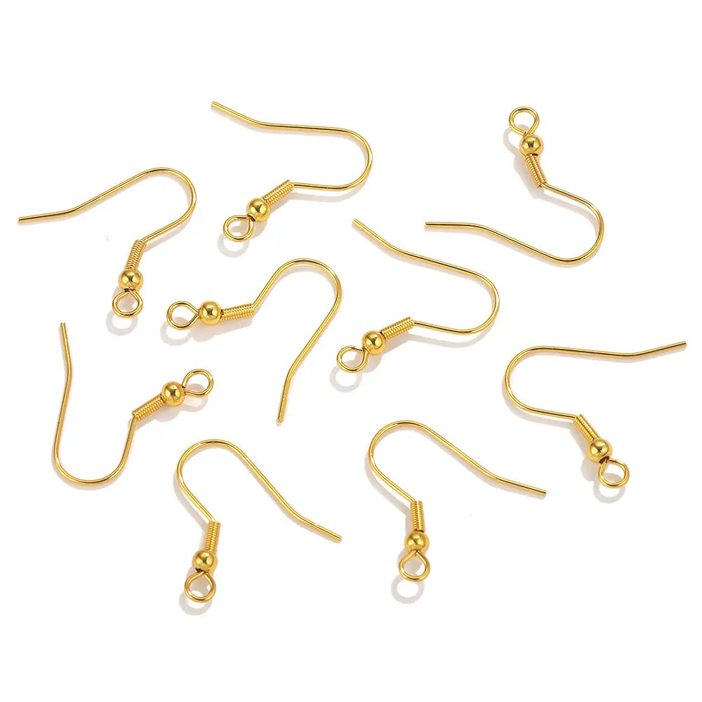 Wholesale Ear Hooks with Beads Spring PVD Plating Diy Earrings Jewelry Making Accessories