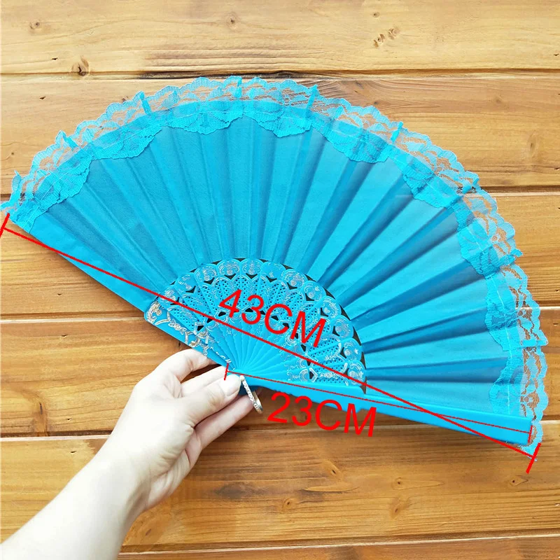 Wholesale Personalized Plastic Handle Lace Folding Fan For Ladies Custom Party Festival Decoration Supplies Print Logo On Ribs