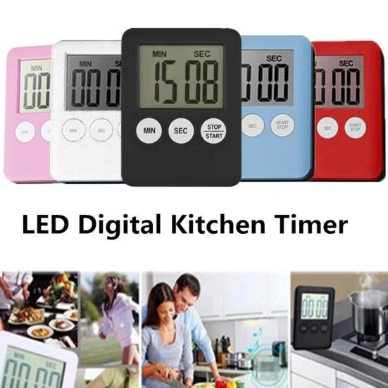 Kitchen Tools Square Food Electronic Countdown Timers Magnetic LCD Clock Large LCD Screen Display Digital Kitchen Timer