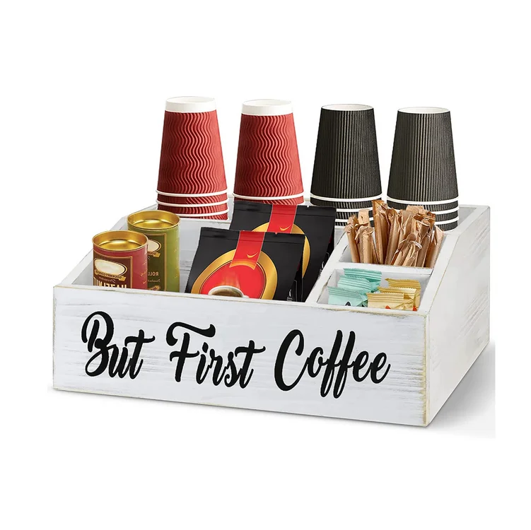 high quality wooden coffee station organizer coffee bar accessories organizer for counter