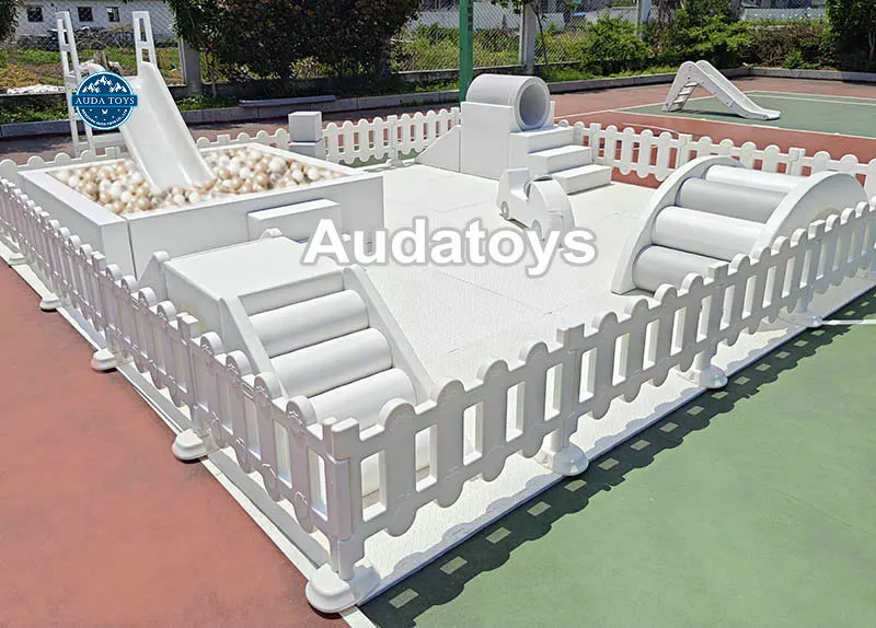 16FT Mobile White And Gray Customized Kids Indoor And Out Door softplay Playground Soft Play Equipment Set With Slide
