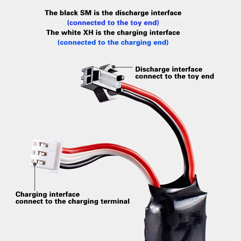 Toy water gun lithium battery 7.4V 11.1V 2800mAH 2000mAH lithium battery 502099 30C discharge SM black plug lithium battery