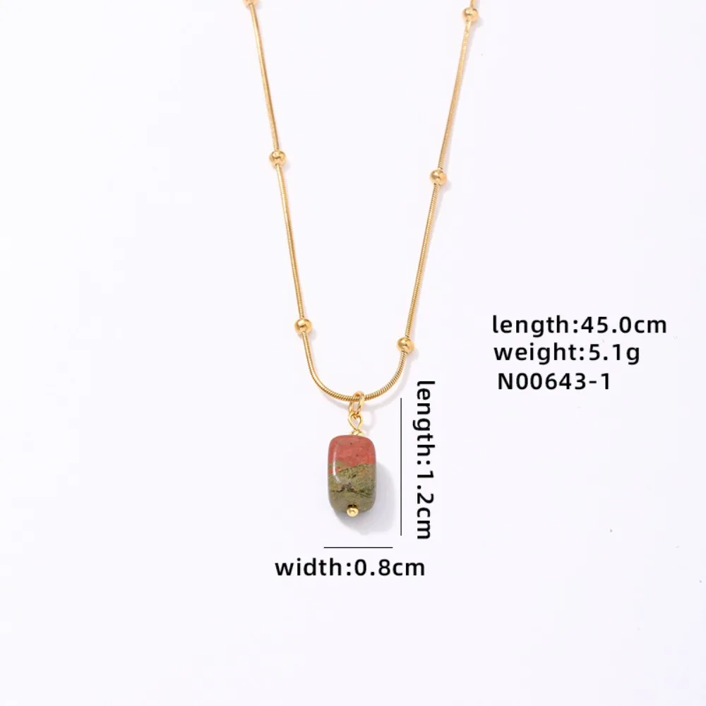 Gemstone pendant stainless steel necklace design fashion natural healing crystal gem stone pendant necklace jewelry for women