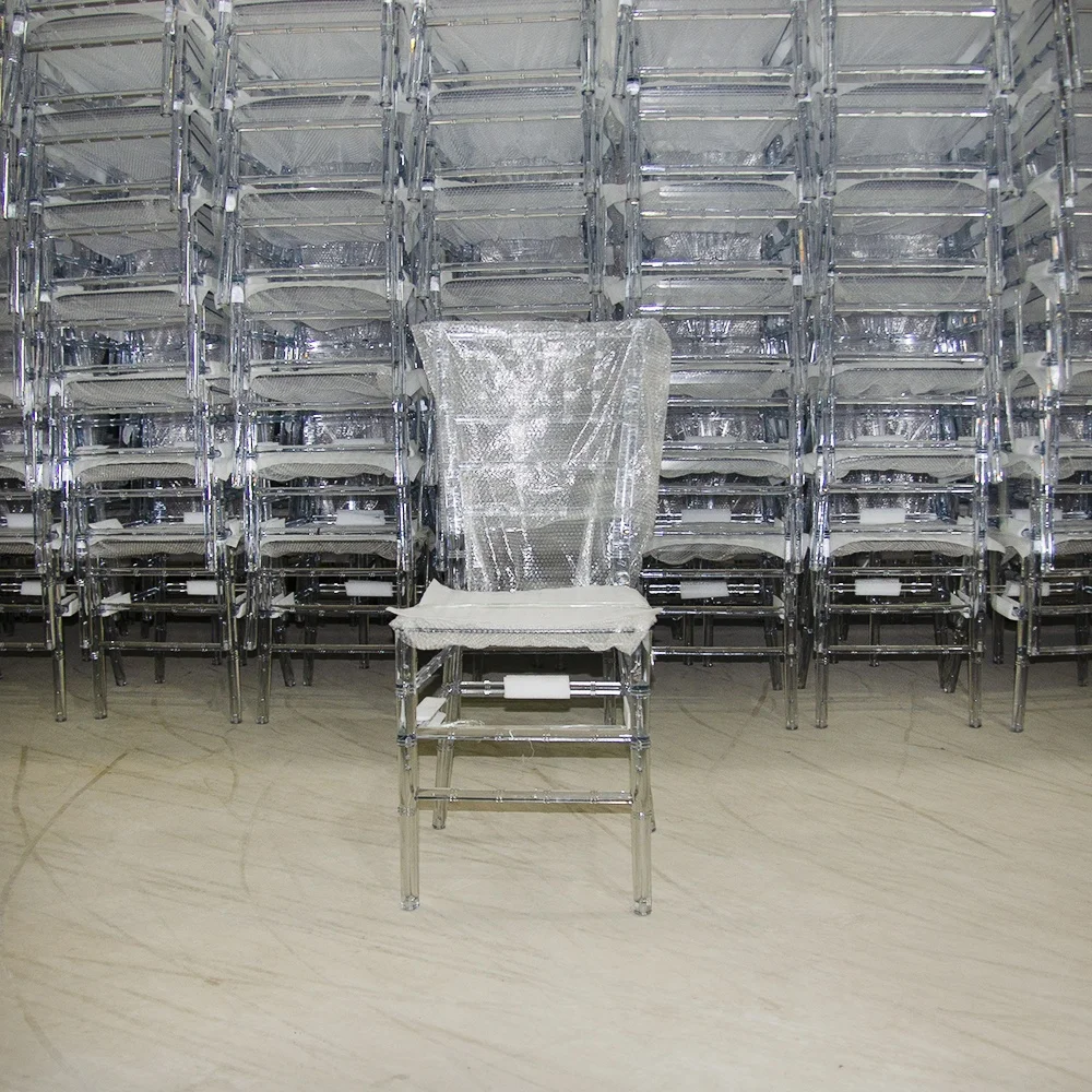Wholesale Transparent Tiffany Chairs for Events Celebration Banquet Wedding Chair with Cushion Outdoor Hotel Furniture