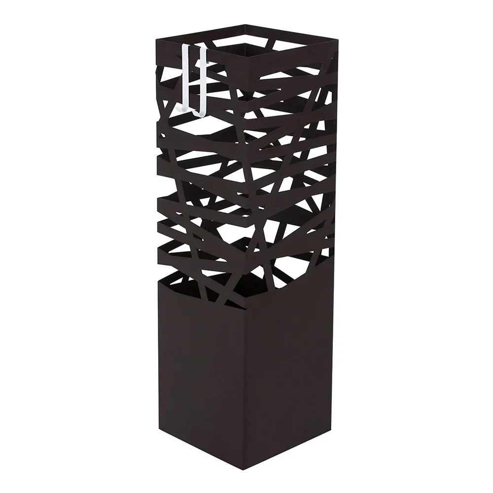 
Brown Metal Umbrella Stand Rack for Canes Walking Sticks Square Free Standing Umbrella Holder 