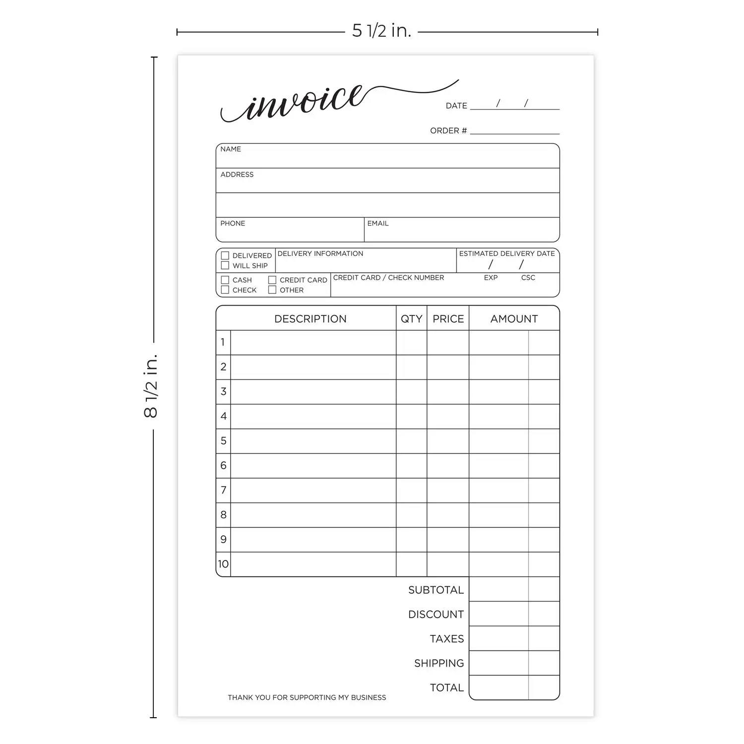 Factory Price Receipt Book Custom with Carbon Copies for Invoice Commercial Order Form Receipts Invoice Book Free Design