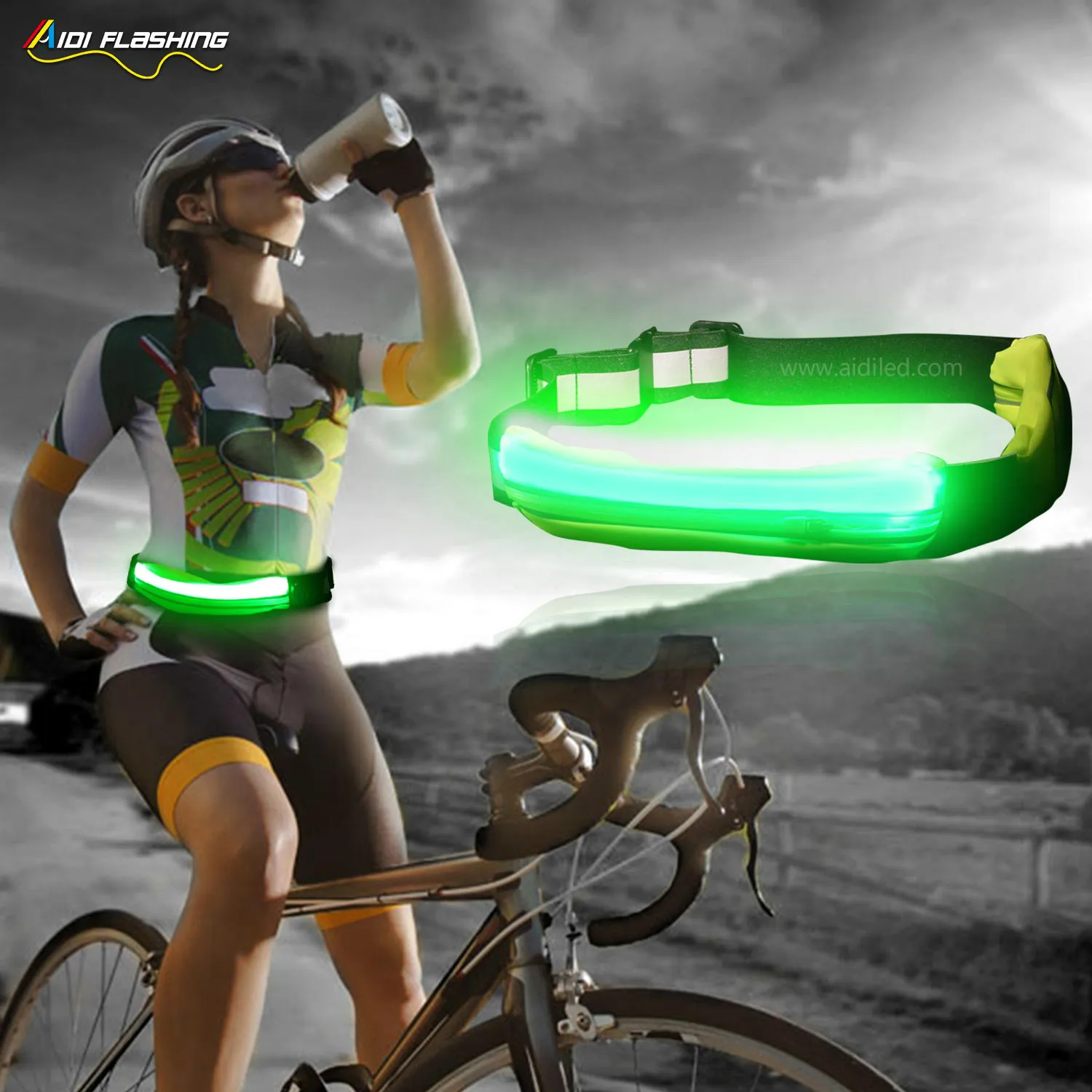 Custom Logo Led Running Belt Bag Light up Glow Running Bag Led Waist Belt Water Resistant Bag for Sports