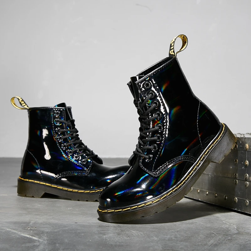 
New Classic black cow leather lovers high cut boots super slim leather funky motorcycle men women big size 35-47 winter boots 