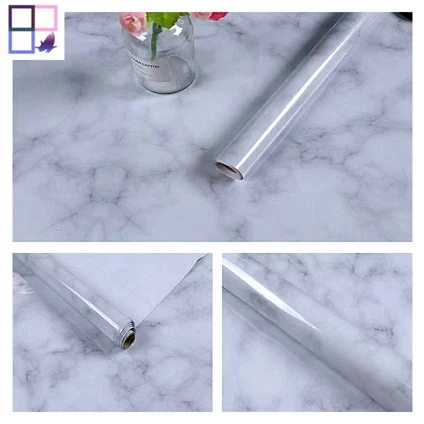 Modern removable wall sticker peel and stick panel tiles waterproof marble stone film foil for bathroom