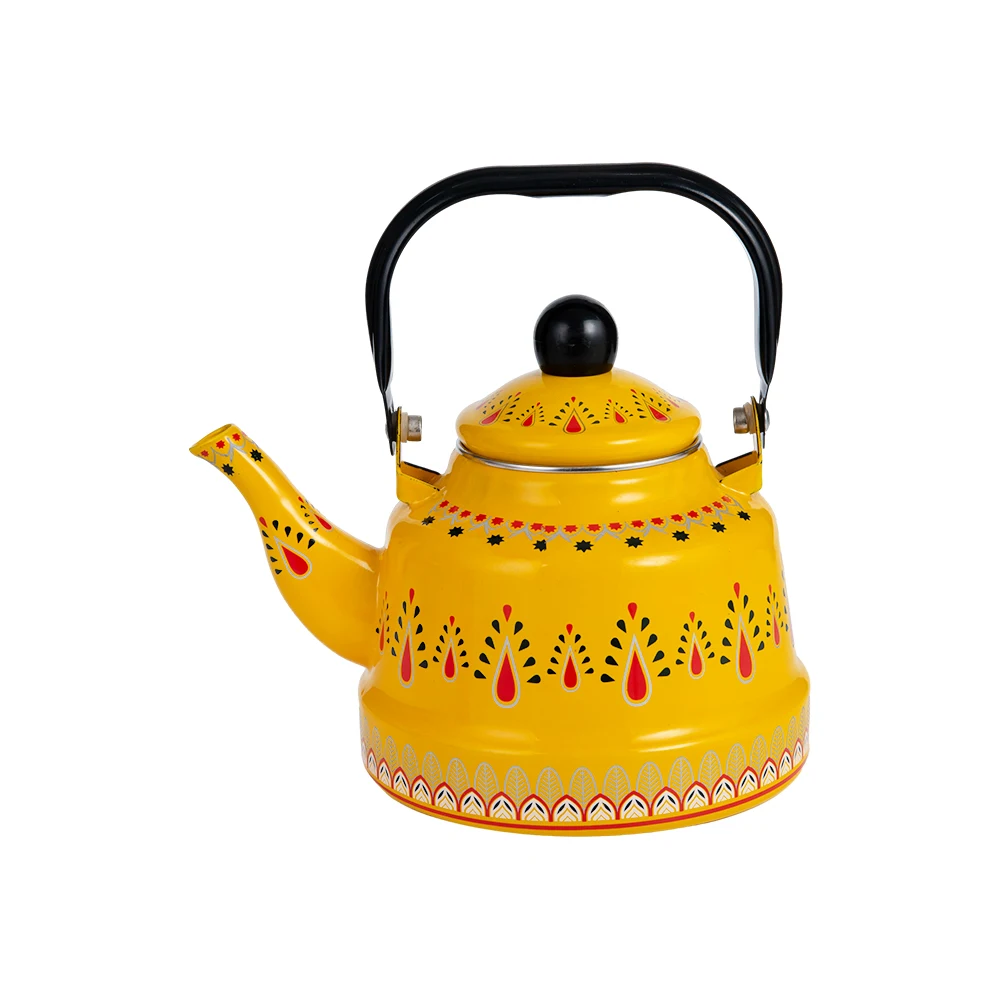 Camping Kitchen Water Boiling Enamel Kettle Enamelled Carbon Steel Kettle 1.1L Teapot Coffee Kettle
