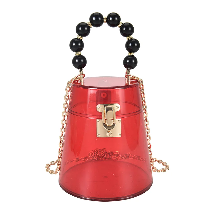 
New fashion candy color transparent bucket bag women clutch bag cylindrical mini handbags women purses and handbags 