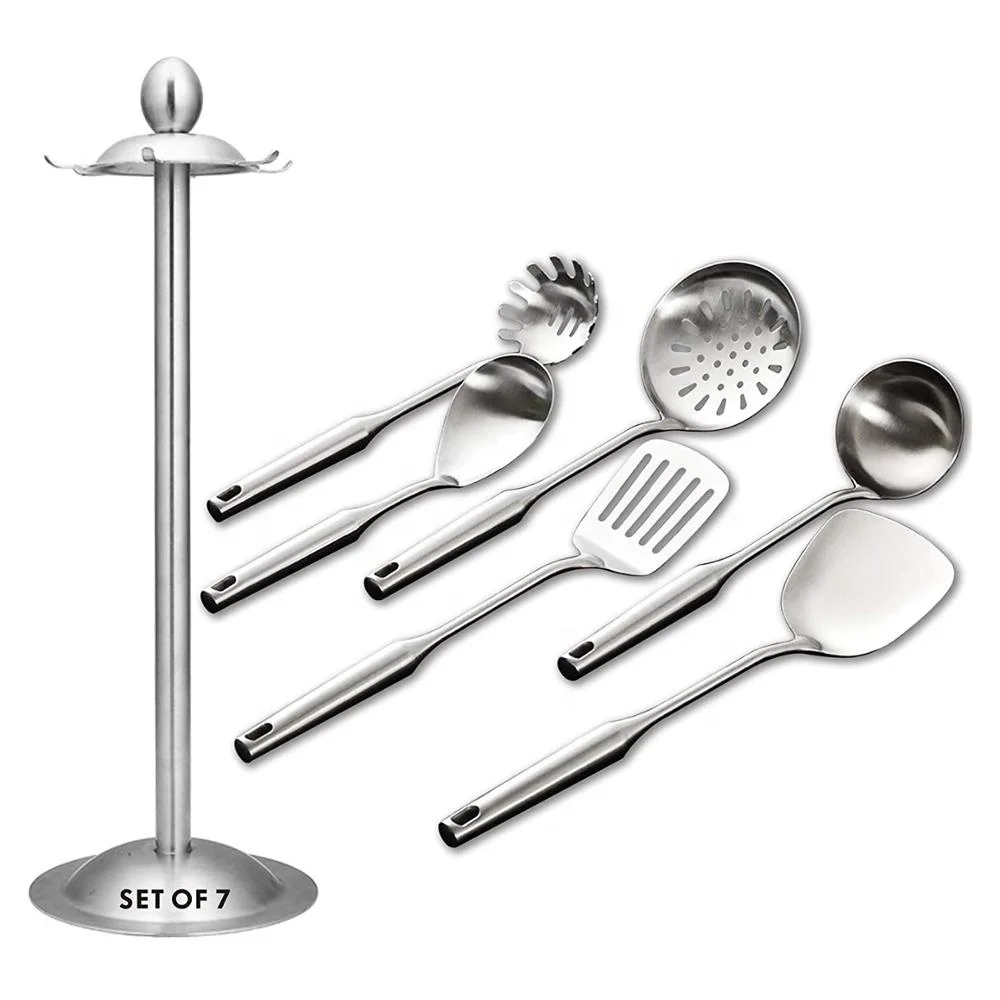 
Stainless Steel 304 Cooking Utensil Set - 7 Pcs Cooking Utensils,Non-rusting and Non-deforming Metal Kitchenware 