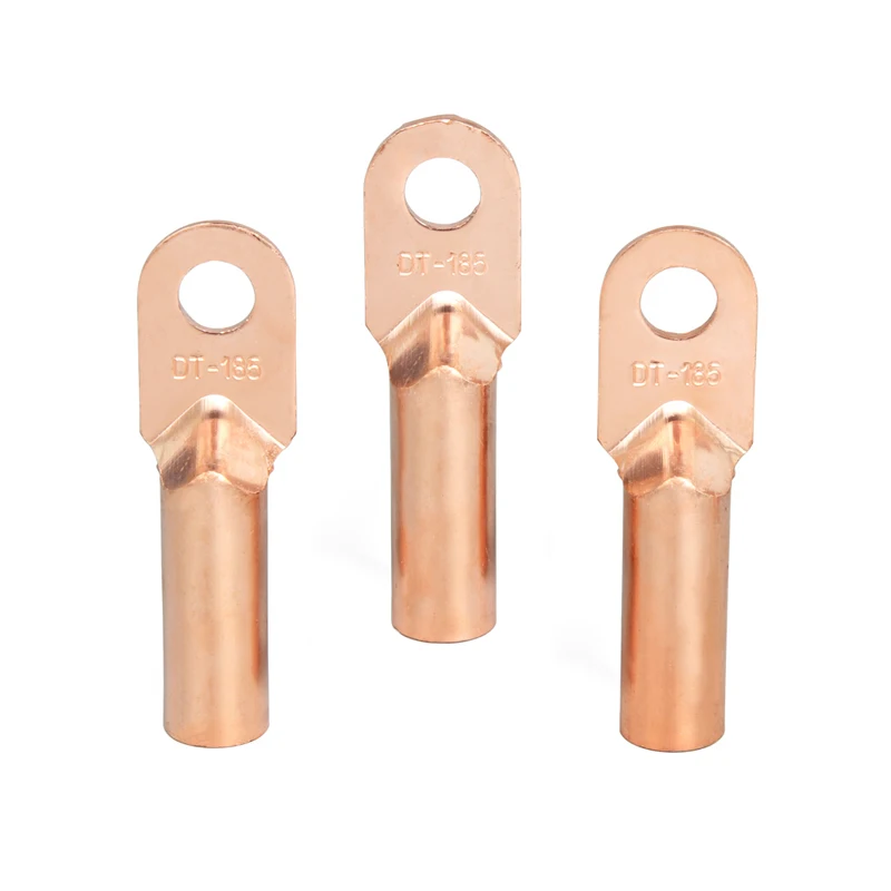 DT Series Acid Washed Cable Connecting  Red Copper Terminal Cable Lug Pin Lugs