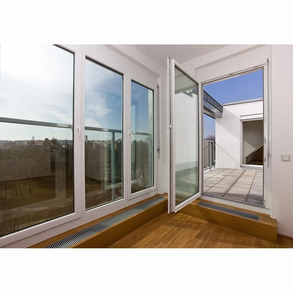 NUOXIN balcony soundproof PVC casement door vinyl patio swing double glass doors upvc casement door for house