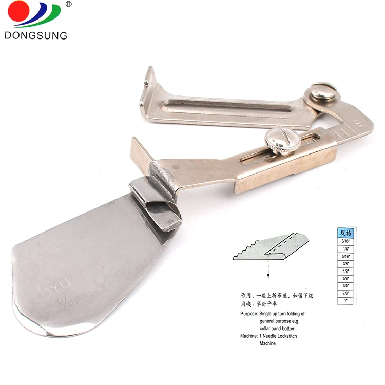 Sewing machine binder single up turn folder for folding of collar band bottom DA YU 226