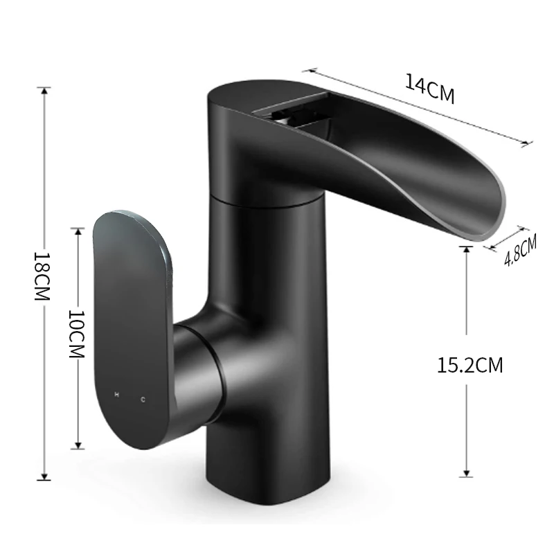bathroom deck mounted modern style black brushed waterfall faucet cold and hot water tap waterfall tap