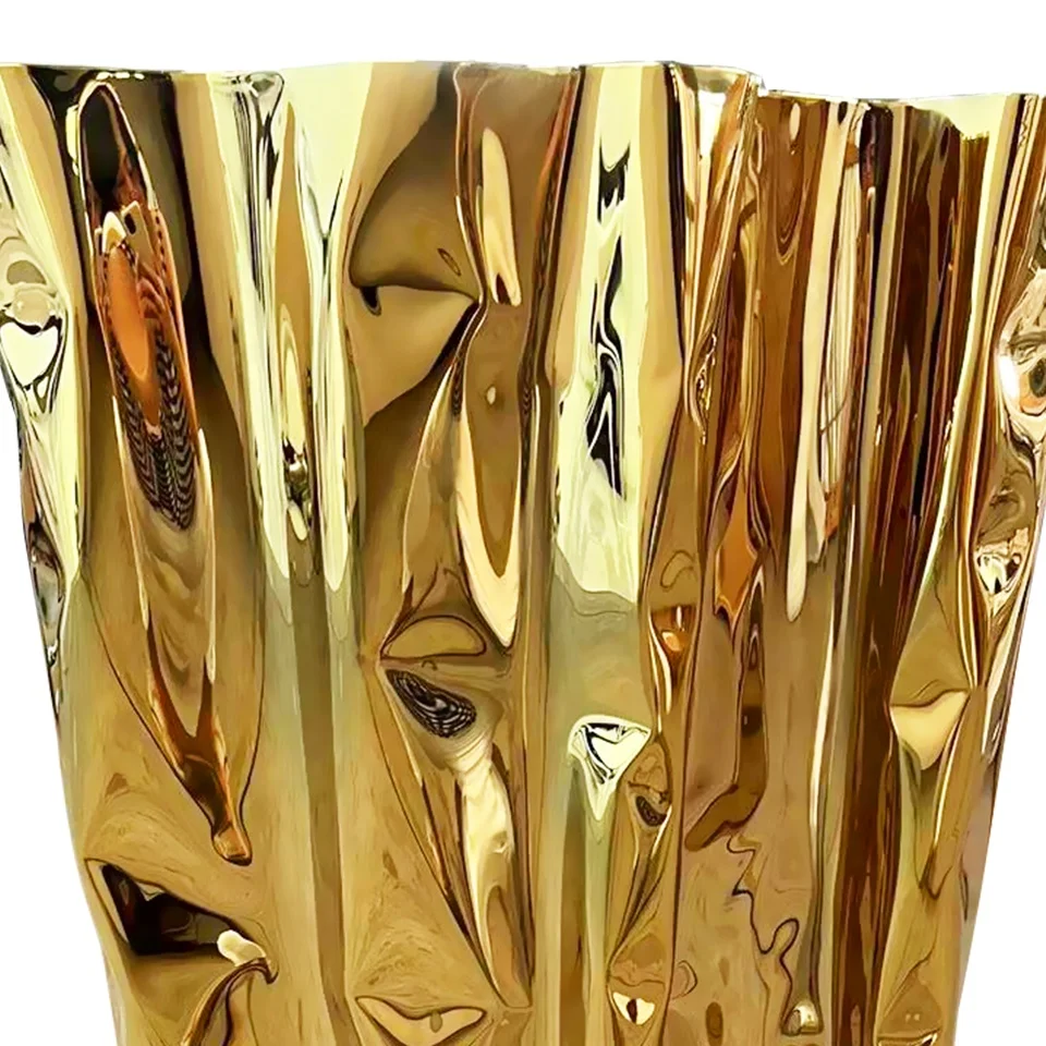 Light luxury club villa KTV tree root mirror gold special-shaped metal stainless steel wash basin